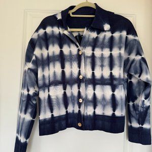 Sandro Navy and White Tie-Dye Jacket